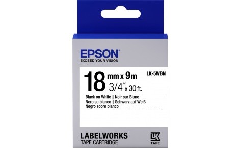 Лента Epson C53S655006 LK5WBN Стандартная лента 18мм, Бел./Черн., 9м