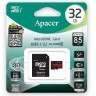 Карта памяти, Apacer, AP32GMCSH10U5-R, MicroSDHC 32GB, с адаптером SD
