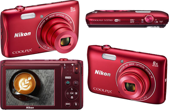 Камера Nikon Coolpix S3700 размерами 96 x 58 x 20 мм весит 118 г