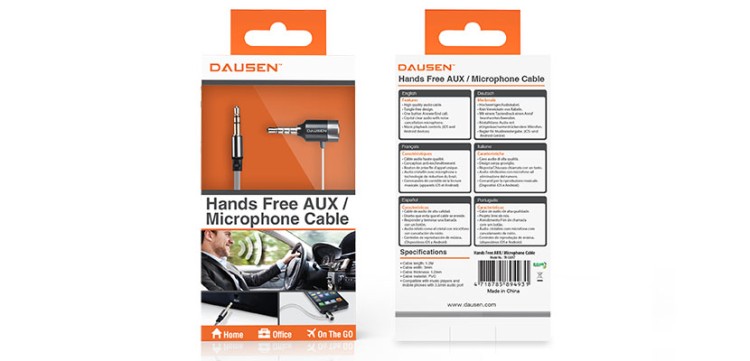 Аудиокабель Dausen Hands-Free Aux / Microphone Cable, TR-CA017