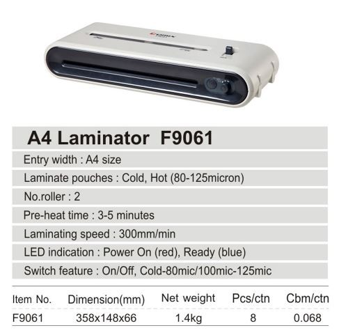 Ламинатор COMIX F9061 А4, 2 вала, 80-125 мкм, 30 см/мин.