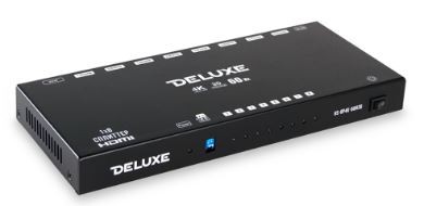 Сплитер HDMI, DELUXE, HS8P4K60H3D, Разрешение 4К, Поддержка 3D, 1х8, 60Гц, 3 Вт, Чёрный, Цветная коробка