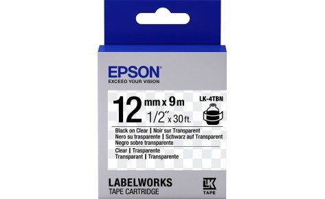 Лента Epson C53S654012 LC-4TBN9 Прозрачная лента 12мм, Прозр./Черн., 9м
