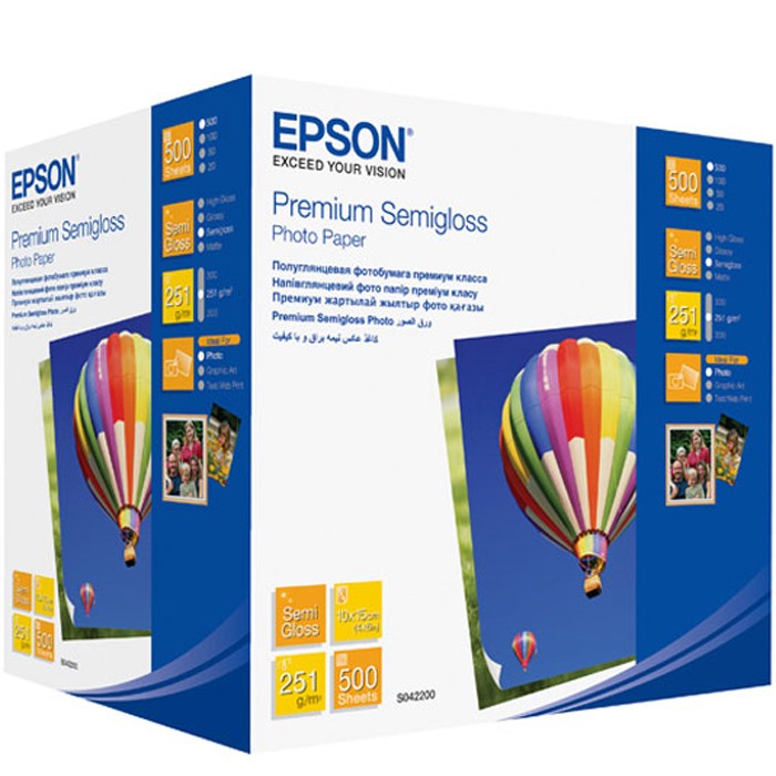 Бумага Epson PREMIUM SEMIGLOSS PHOTO PAPER, 10x15, C13S042200, 500 листов