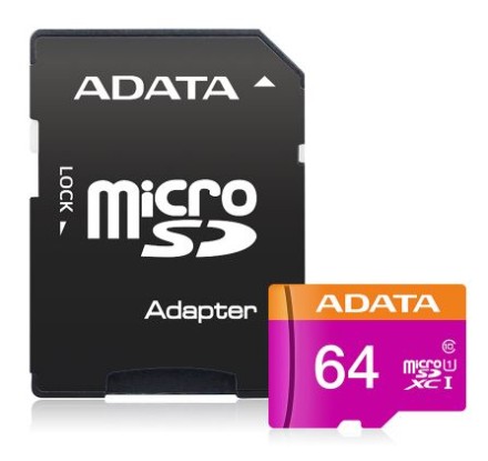 Карта памяти, ADATA, AUSDX64GUICL10-RA1, MicroSDHC 64GB, UHS-I CLASS10