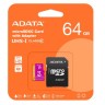 Карта памяти, ADATA, AUSDX64GUICL10-RA1, MicroSDHC 64GB, UHS-I CLASS10