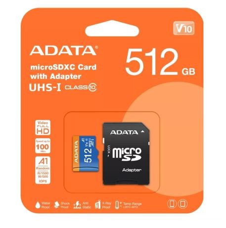 Карта памяти, ADATA, AUSDX512GUICL10A1-RA1, MICROSDXC 512GB, UHS-I CLASS10 A1