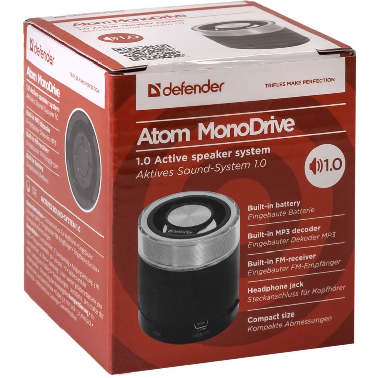 Компактная акустика Defender Atom Monodrive 6 Вт, FM,SD/USB