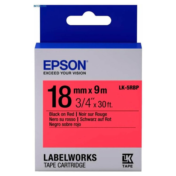 Лента Epson C53S655002 LK-5RBP Пастельная лента 18мм,Красн./Черн., 9м