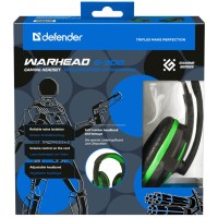 Наушники-гарнитура игровые Defender Warhead G-300 зеленый, кабель 2,5 м