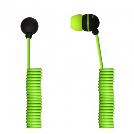 Внутриканальные наушники SmartBuy® U.F.O., телефонный растягивающийся кабель, зеленые (арт. SBE-2050) / 40