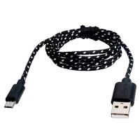 Кабель Smartbuy USB - micro USB, хлопок+металл.конн-р, длина 1,2 м, черный (iK-12met black)/500